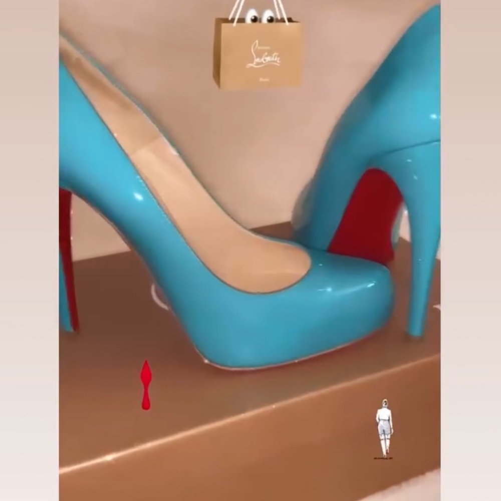 Christian Louboutin Blue Heels with Red Soles
